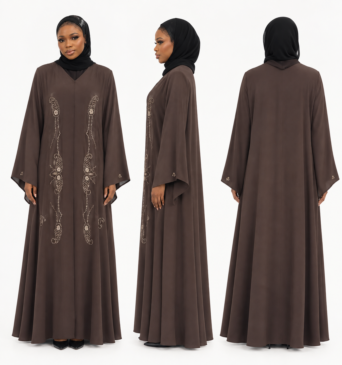 Brown Chiffon Abaya