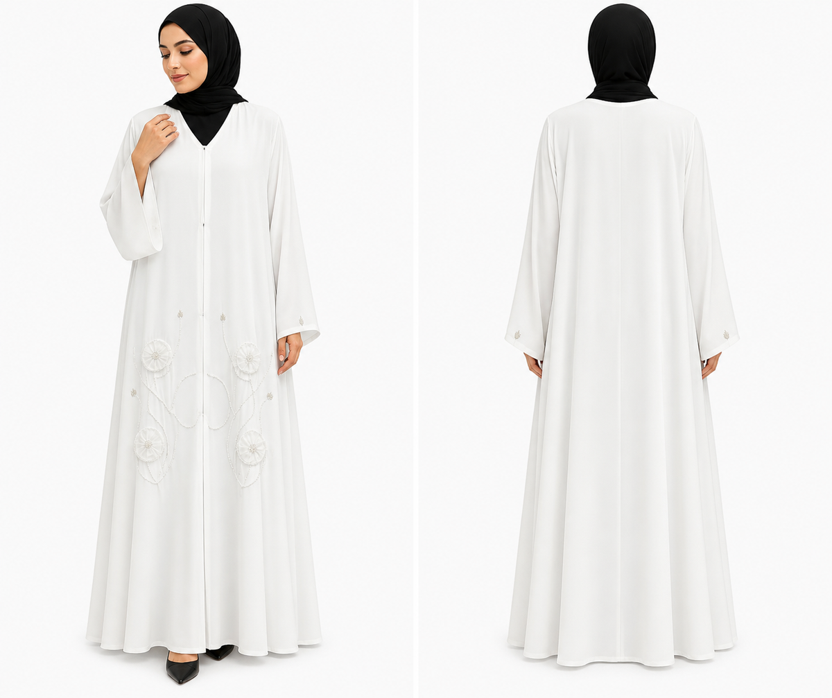 White Chiffon Abaya