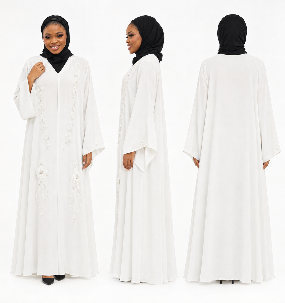 White Chiffon Abaya